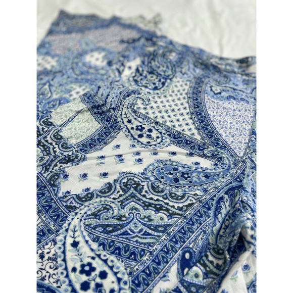 Zara high‎ Waisted Blue White Paisley Patch Look Wide Leg Trouser Pants Size M - Picture 15 of 16